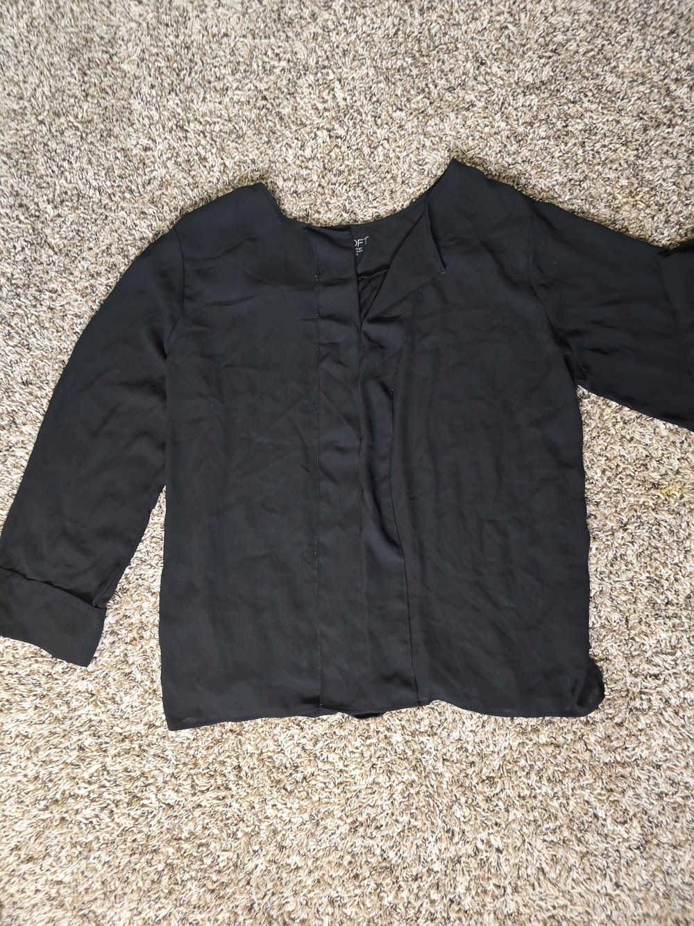 LOFT Black Hidden Placket 3/4 Sleeve Blouse